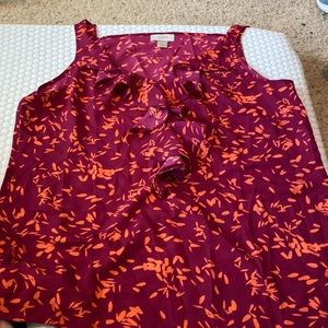 Cranberry/Orange color dressy tank from Loft size L